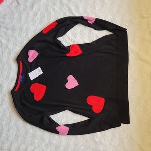 NWT Medium Black Sweater with Hearts